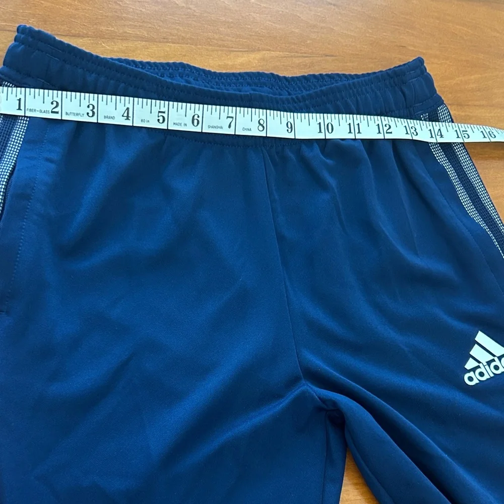 adidas boys athletic pants blue with white stripes size L